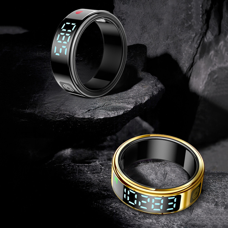 SR08 Smart Ring with display screen, step count, heart rate, blood oxygen count, multi-functional smart ring for cross-border full figure