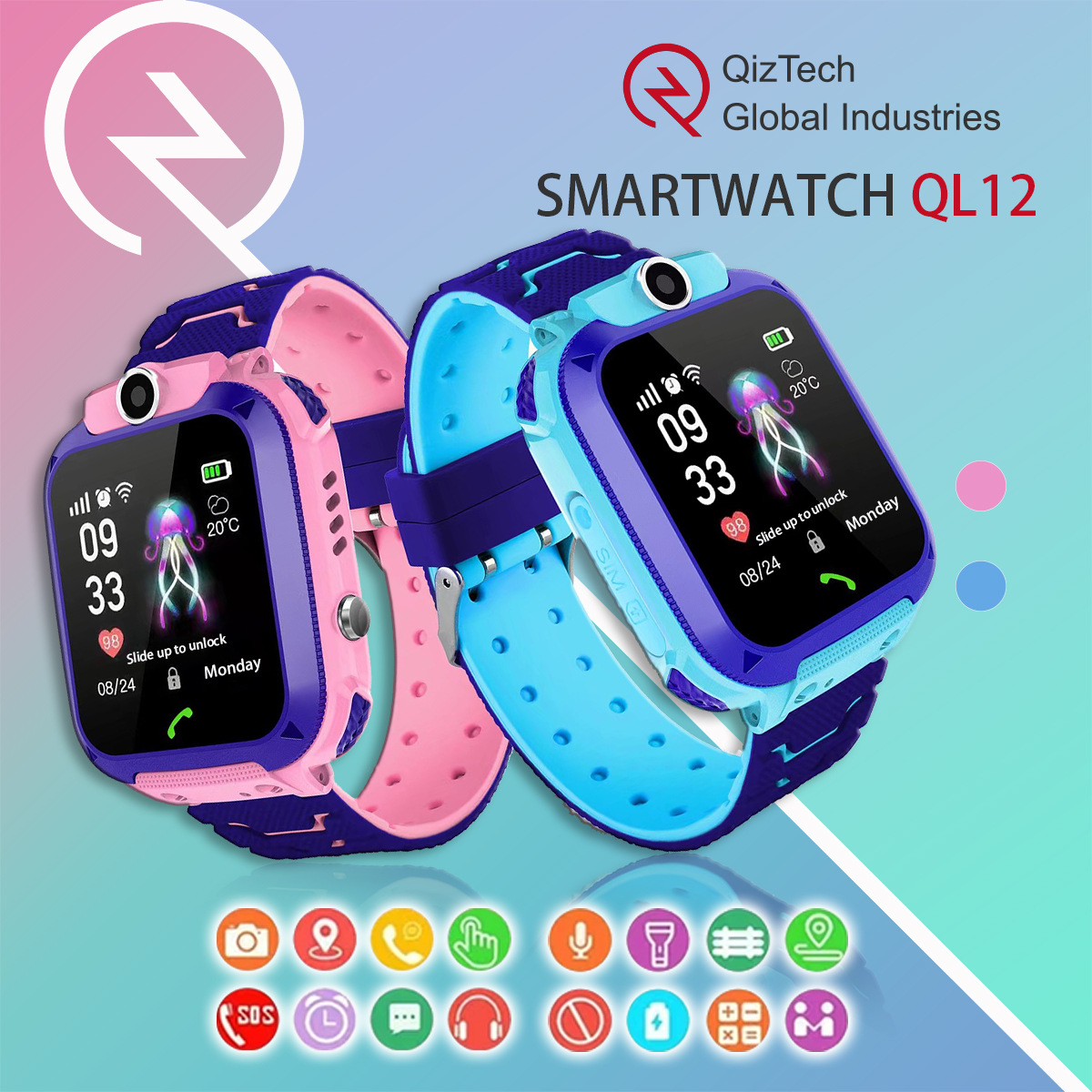 q12 5th Generation Children's Smartwatch, Smart female-male positioning, call resistance, Cross-border watch, multi-functional factory price full figure