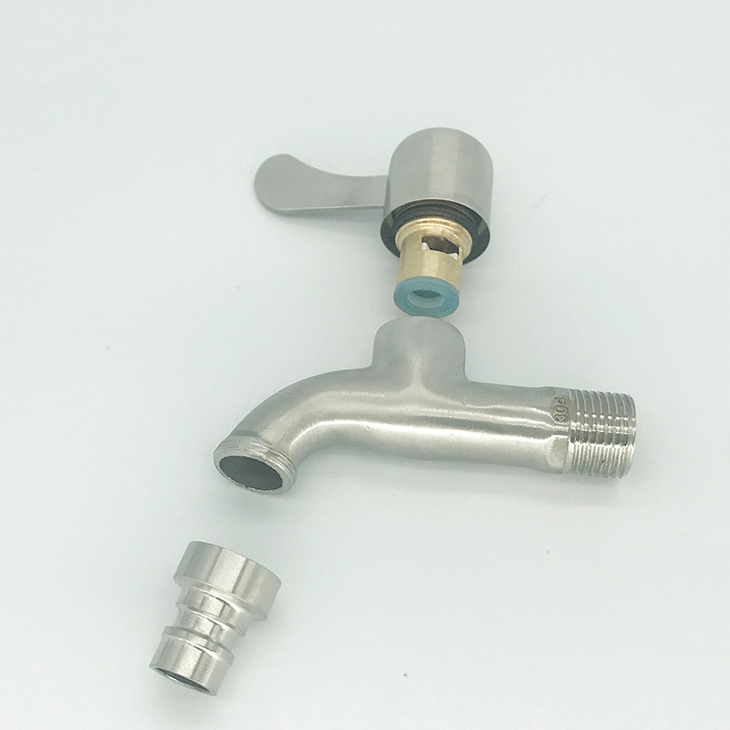 Stainless steel washing machine faucet, 4-minute quick-opening, one inlet and one outlet, mop sink, balcony, bathroom faucet Specification drawing