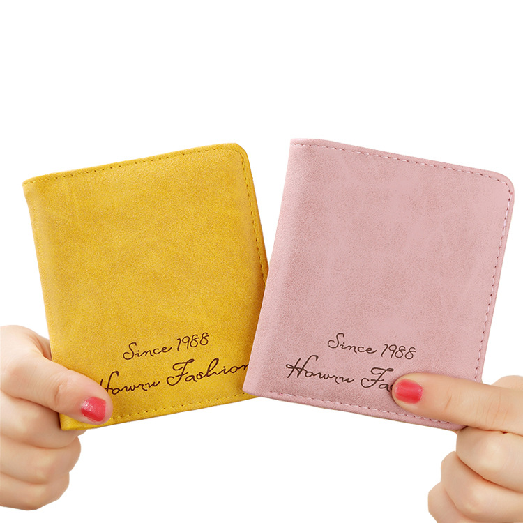 Factory direct sales: Women's folding short printed wallet, fashionable and simple, matte leather PU custom wallet Item Picture