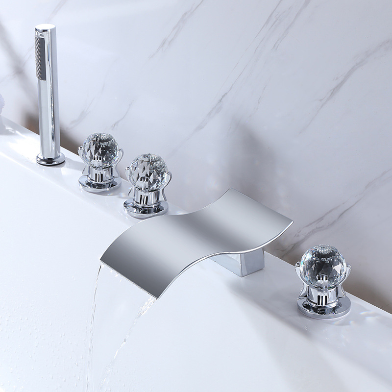 Foreign trade AZOS bathtub faucet, bathtub faucet, side faucet, shower head set, bathtub five-piece set details Picture
