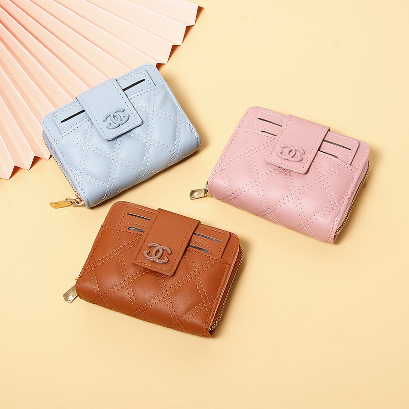 New card bag solid color coin purse 2024 Summer wallet Cross-border zipper women's wallet short style wholesale details Picture