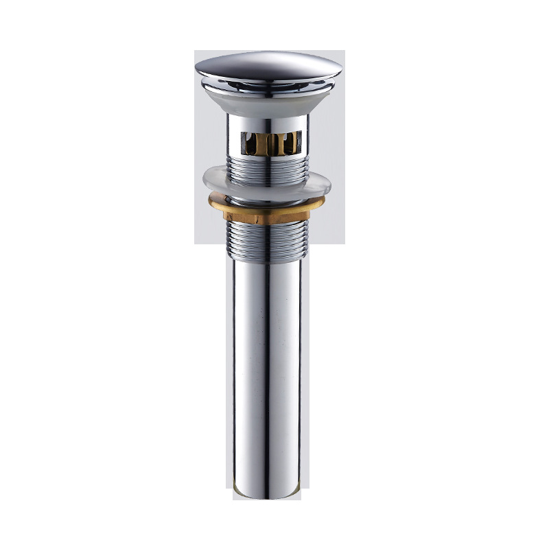 Bouncing drain, golden all-copper washbasin, countertop basin, washbasin accessories, press-type flap, no overflow hole drain Item Picture