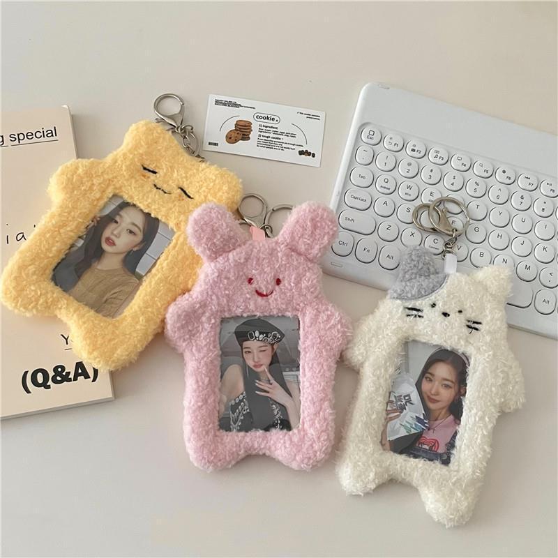 Korean cartoon cat plush card case, girl's star-chasing album card display pendant, student Polaroid photo card case details Picture