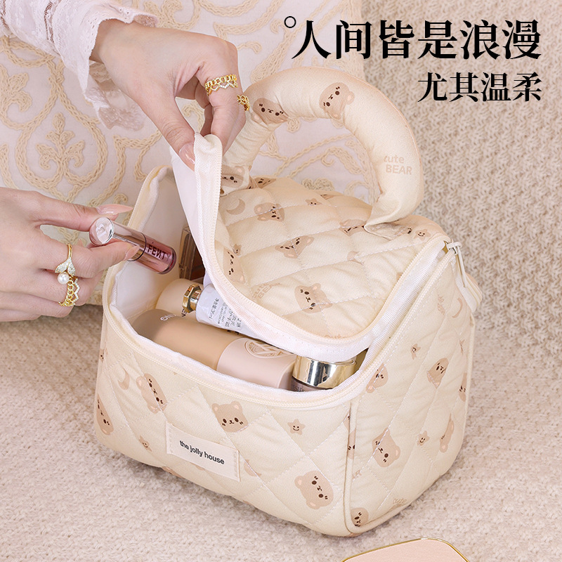 Cartoon cute and soft little house makeup bag, high appearance level, large capacity, travel portable cosmetics storage bag, toiletries bag Specification drawing