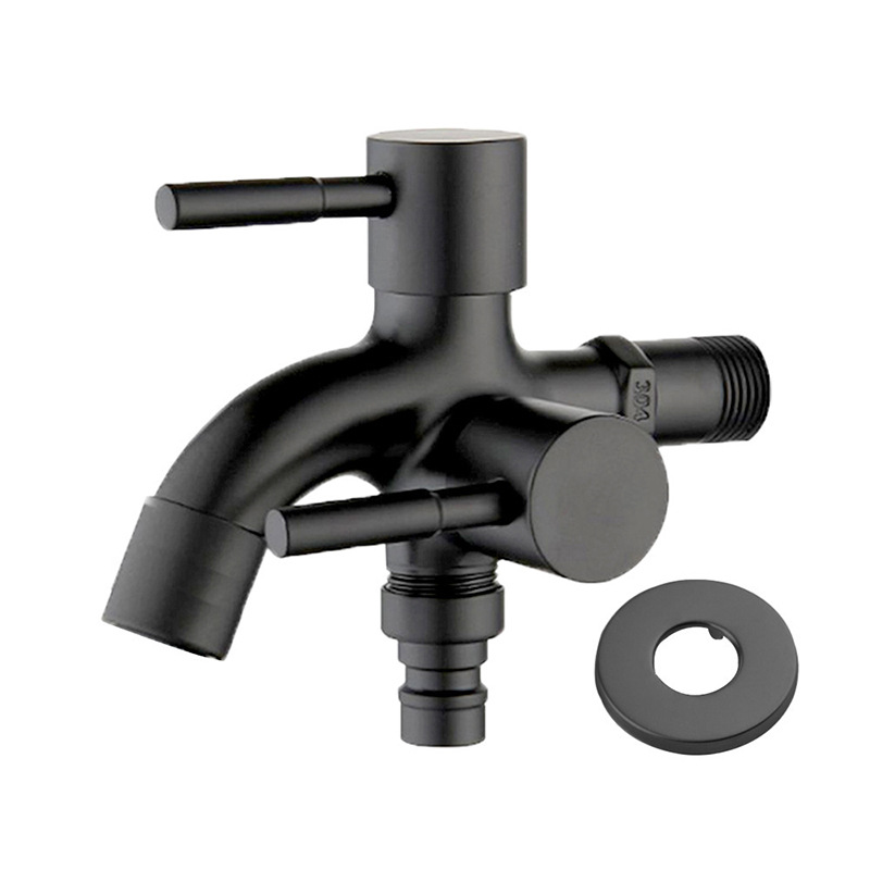 Cross-border exclusive multi-functional washing machine faucet, brushed black, dual-purpose, side-boiling faucet, one inlet and two outlets Item Picture