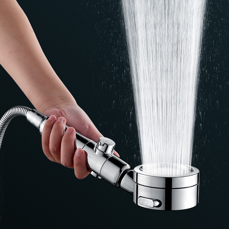 Pressurized showerhead, filter water purifying shower head, one-button water stop, pressurized showerhead, PP cotton bathroom handheld showerhead details Picture