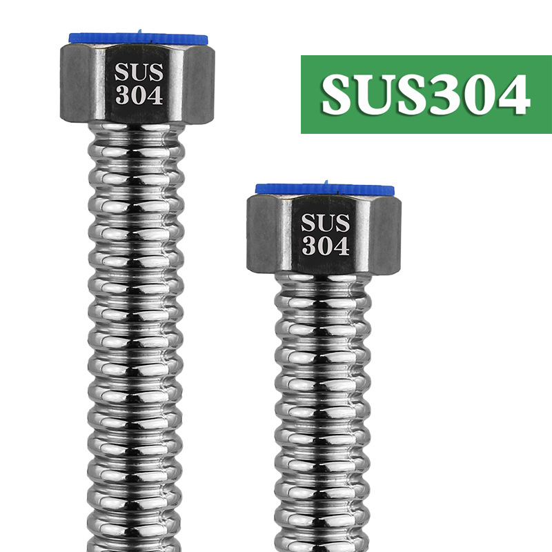 4-point 304 stainless steel corrugated pipe water inlet hose, water heater cold and hot explosion-proof metal hose, water supply pipe and water inlet pipe Item Picture