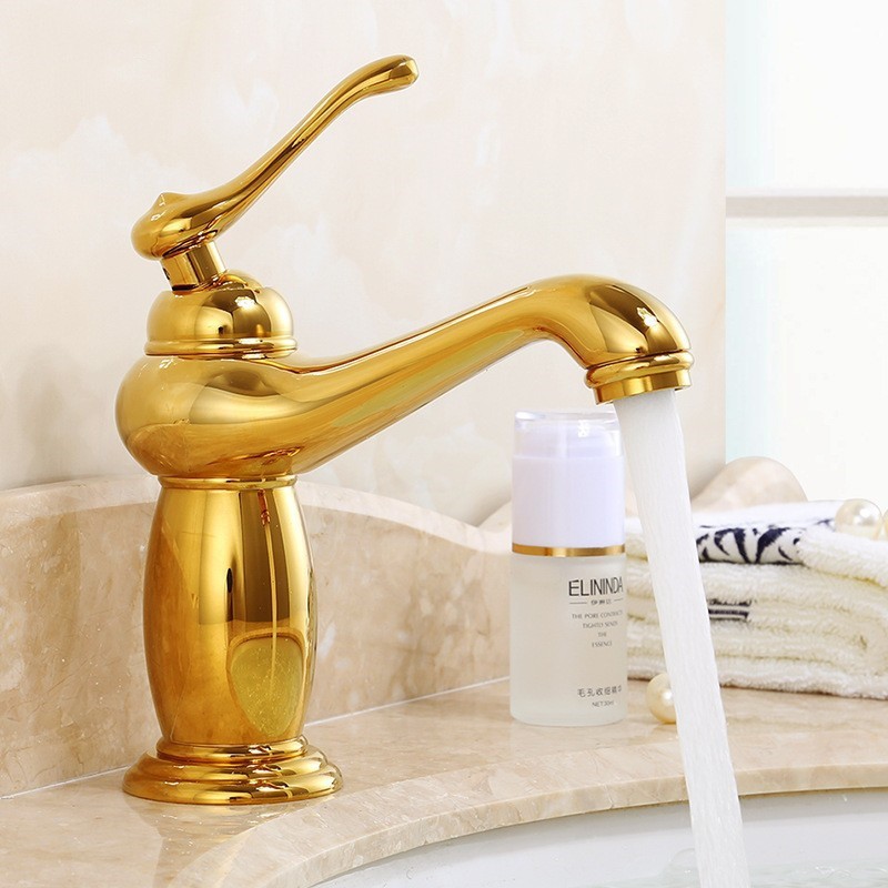 All-copper faucet, hot and cold washbasin, retro faucet, bathroom countertop basin, washbasin, household European-style faucet Specification drawing