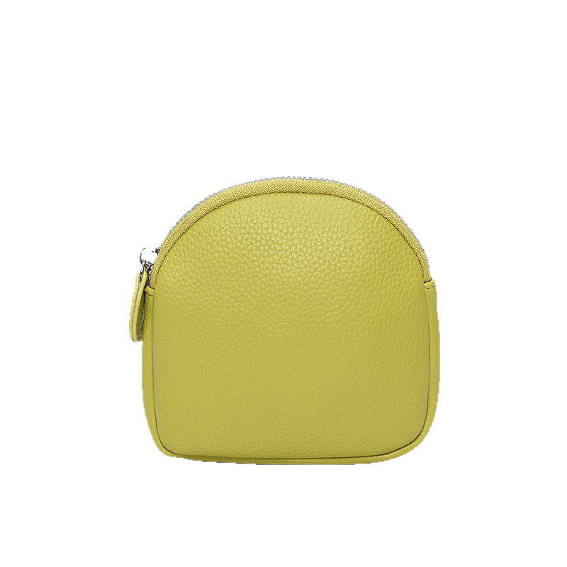 Portable thin mini clutch, simple soft leather zipper clutch, headphone case, storage bag, women's bag Item Picture