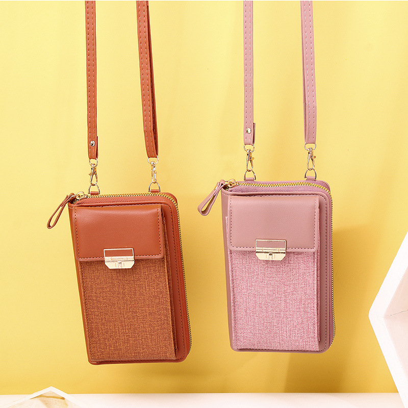New women's bag, mobile phone bag, cross-border trend, simple women's single-shoulder bag, crossbody bag, Korean version lockable small square wallet Specification drawing