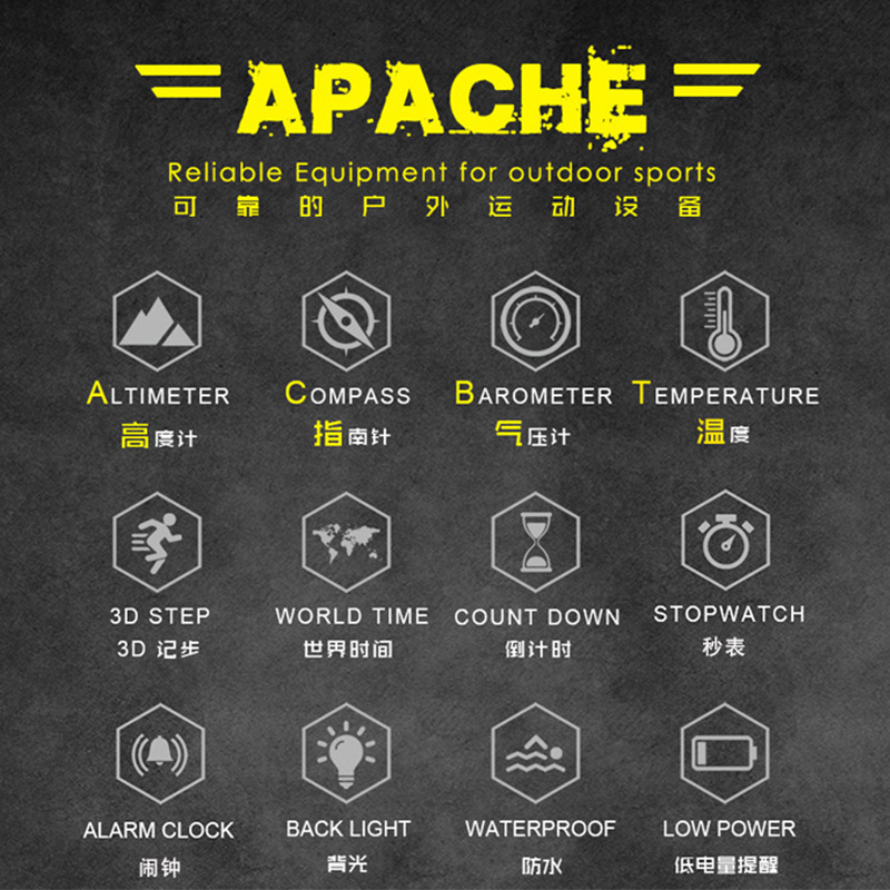 C Outdoor Mountaineering Sports Watch NORTH EDGE APACHE Smartwatch Mountaineering Swimming Marathon Wristwatch details Picture