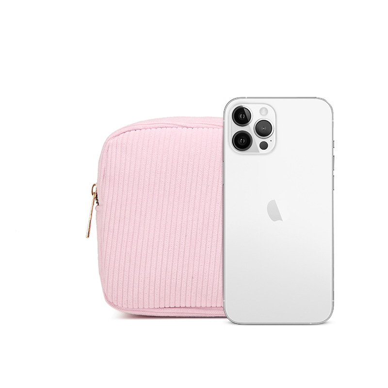 Cross-border Instagram bestseller corduroy makeup storage bag, Korean-style coin purse, sanitary napkin storage bag, portable small bag Specification drawing