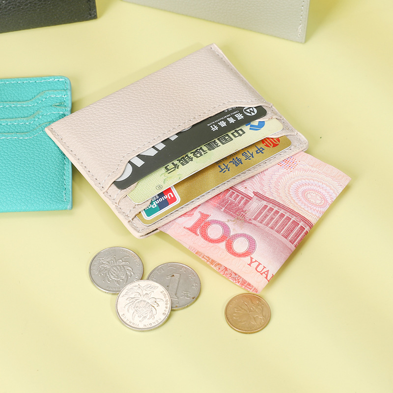 High appearance level, cross-border texture, ultra-thin card case, lychee pattern card holder, card slot, double-sided card position, small ID card for men and women details Picture