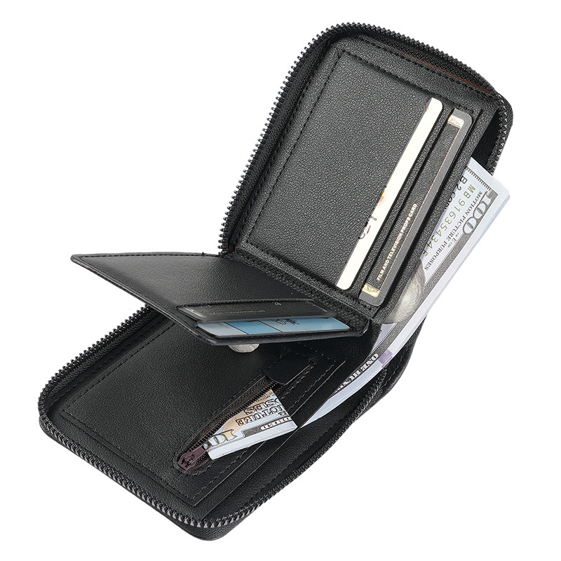 Men's short zipper coin purse, student Korean-style trendy small wallet, teenagers' wallet, multi-functional card case Specification drawing
