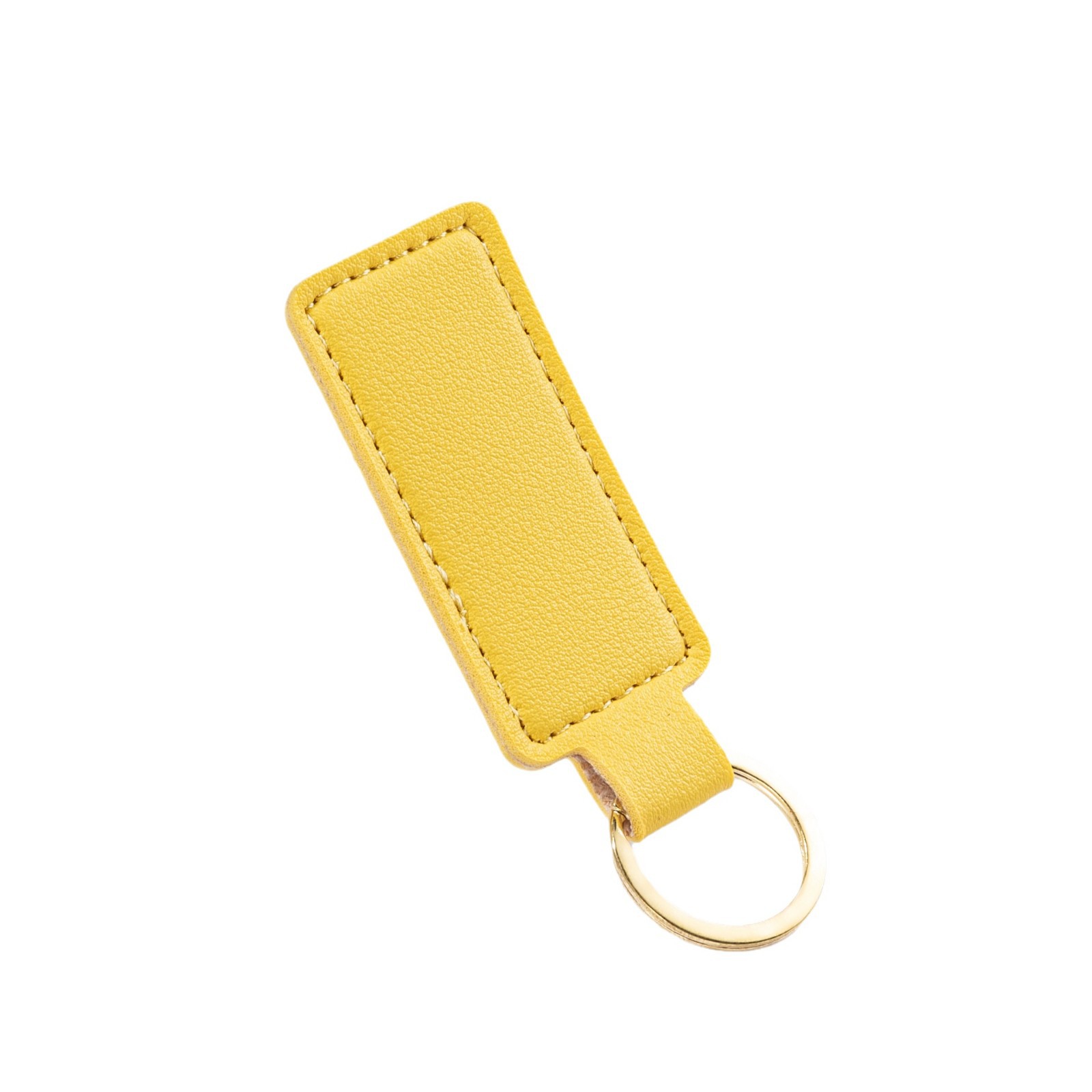 Cross-border pu leather keychain, fashionable and simple square leather buckle, logo printable leather pendant, men's and women's keychain Item Picture