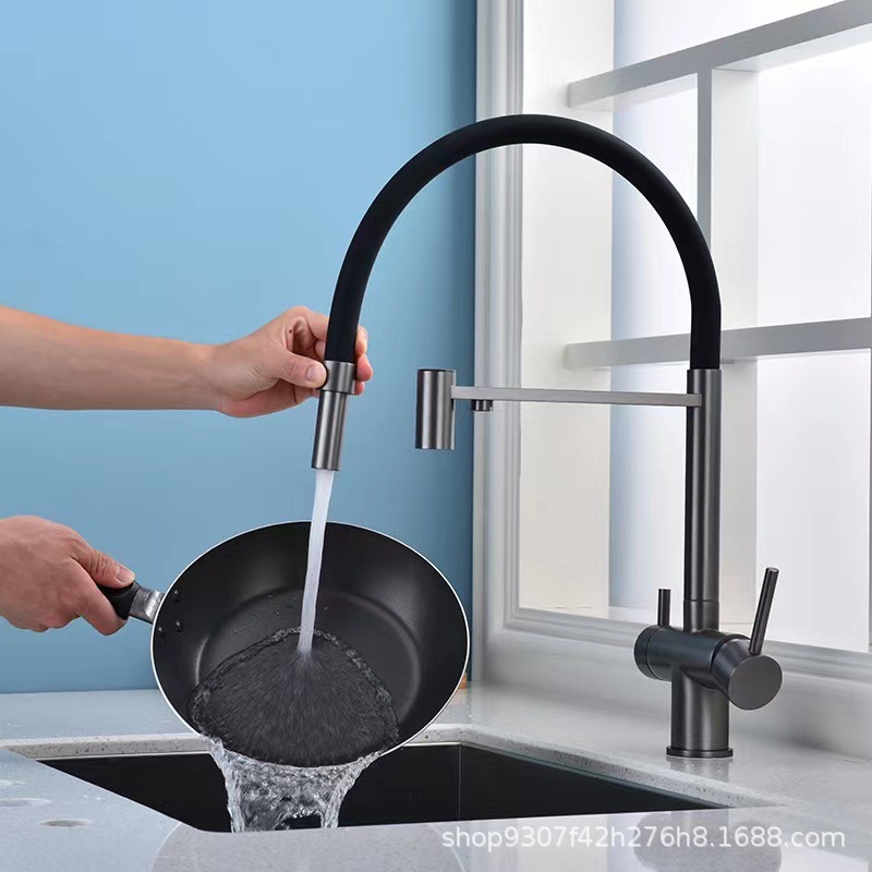 Foreign trade 304 stainless steel kitchen water purifying faucet, sink, cold and hot water direct drinking water cross-border three-in-one faucet Application Scenario