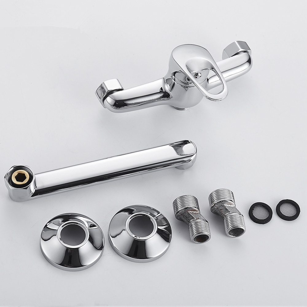 Kitchen wall-mounted faucet, cold and hot double-hole sink, sink, laundry counter, balcony sink, all-copper mixing valve Application Scenario