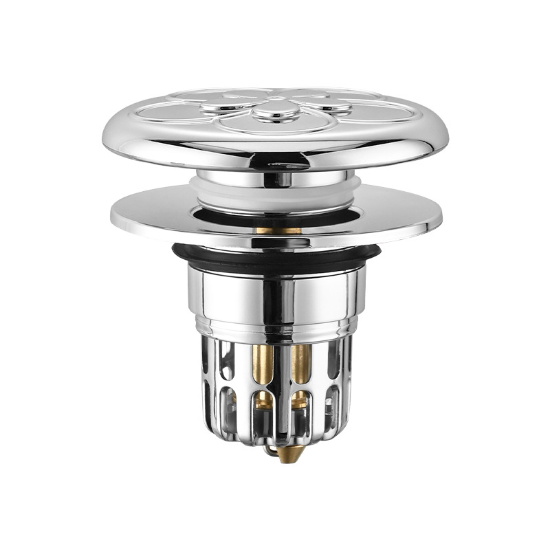 Plum blossom large lid washbasin leakage plug, spring core drain, washbasin press-type anti-odor filter plug, universal Item Picture