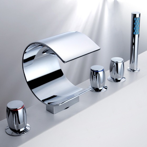 Foreign trade AZOS bathtub faucet, bathtub faucet, side faucet, shower head set, bathtub five-piece set Specification drawing
