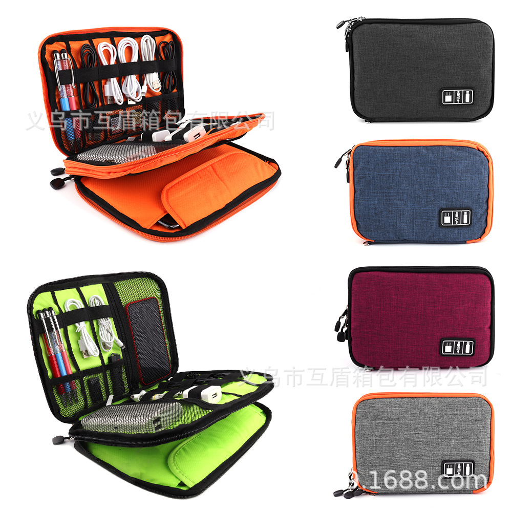 USB multi-functional digital product power, data cable, storage charger, headphones, aip portable travel storage bag full figure