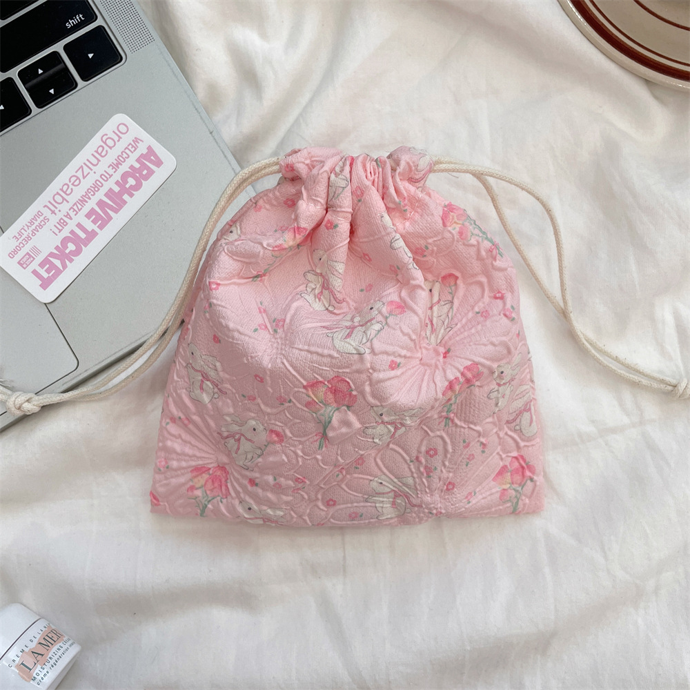 48151 Pocket Cute bear cartoon drawstring miscellaneous storage bag Dust-proof portable organization multi-functional cloth bag Item Picture