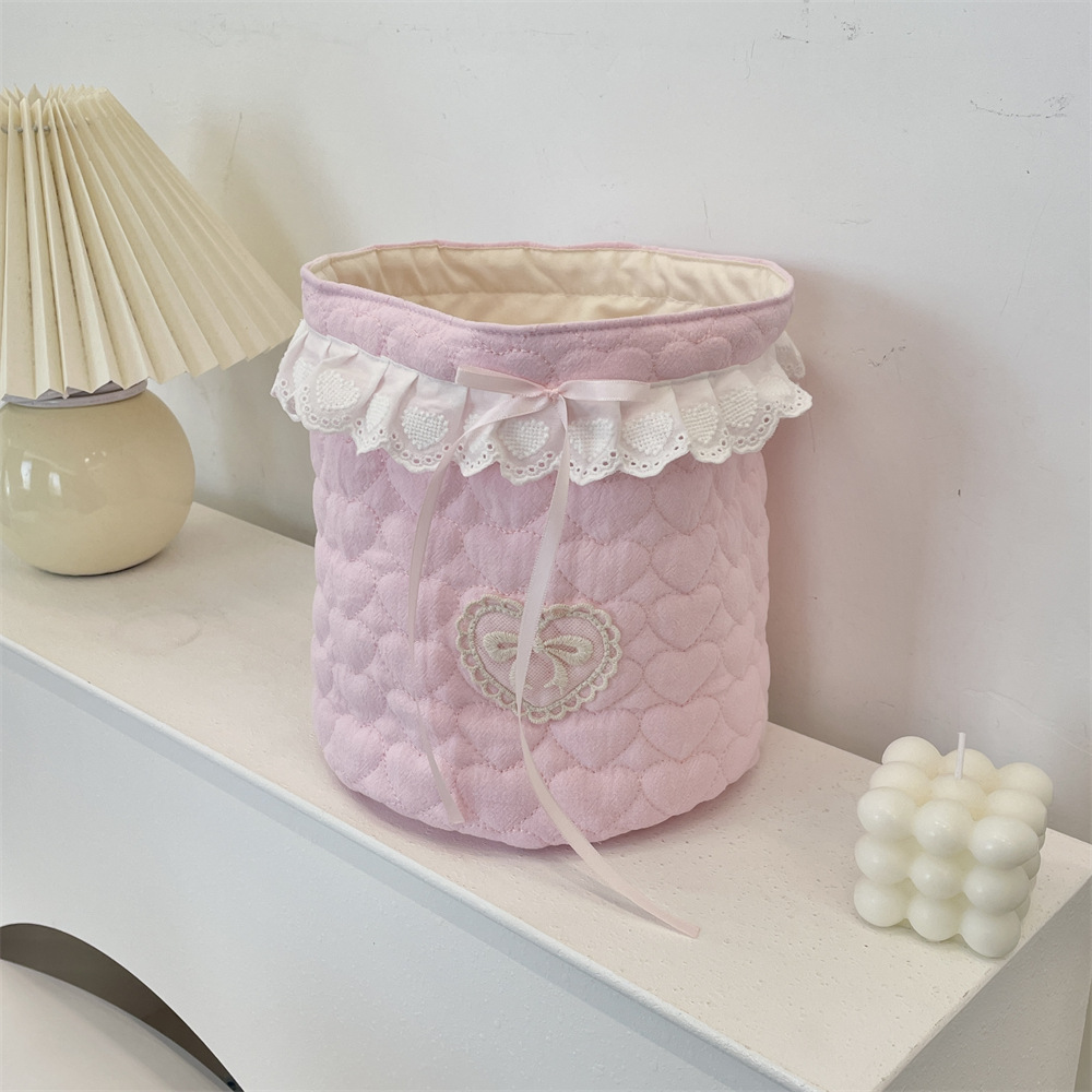 54141 Korean-style quilted girl fabric desktop storage and organization basket cylinder, miscellaneous and snack storage basket Specification drawing