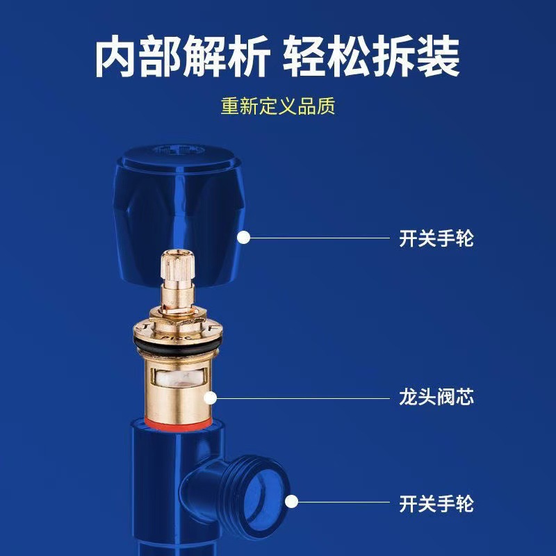 Universal faucet valve core, all-copper 4-point quick-boiling faucet core, triangular valve, single-cooling hot water ceramic accessories Application Scenario