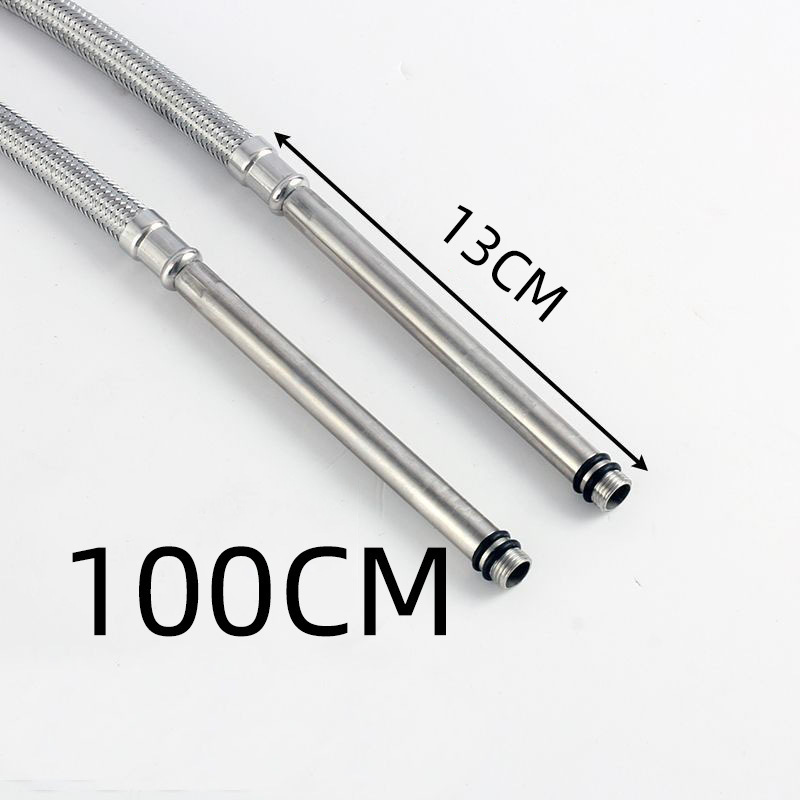 The 304 stainless steel water inlet hose, high-pressure pipe faucet, cold and hot extended head is a braided pipe water supply hose Specification drawing