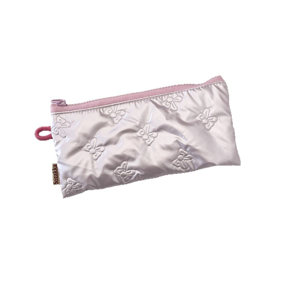 5462 Quilted bow flap pen case, coin purse, portable storage bag for women, multi-functional student stationery box Item Picture