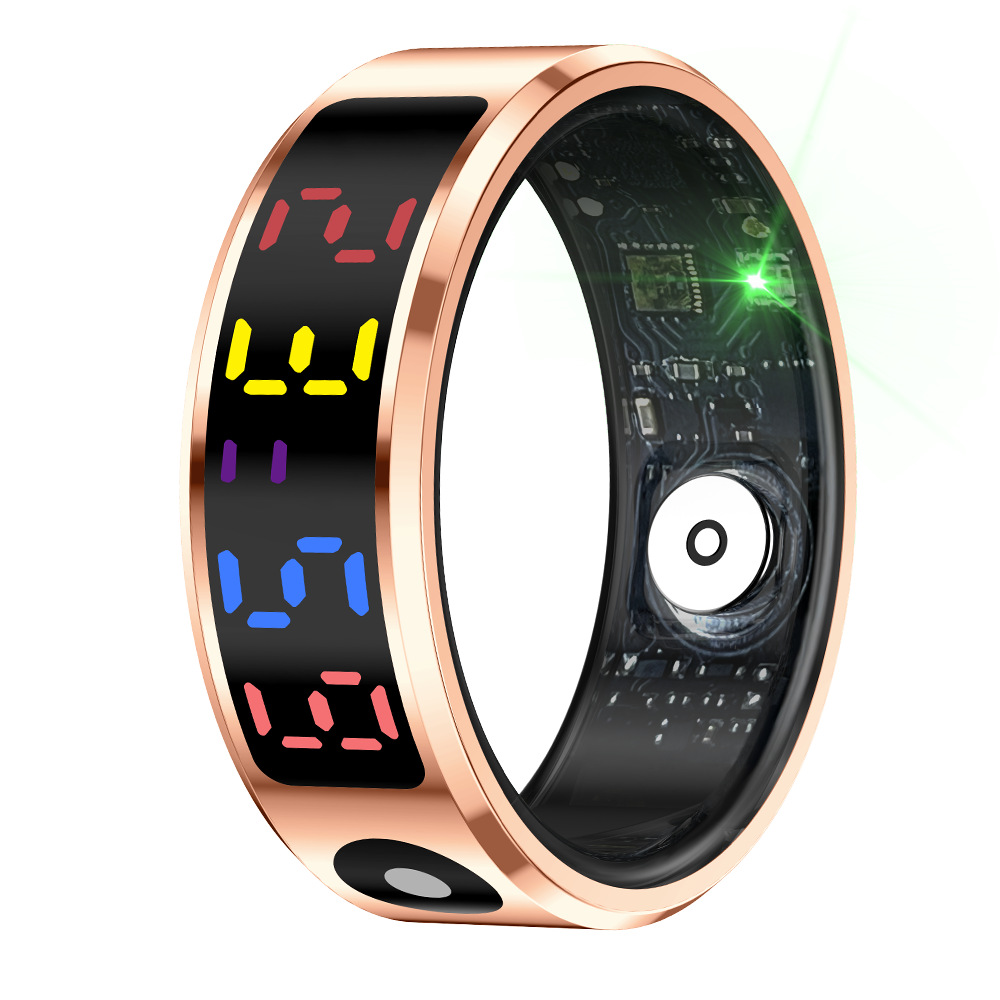 The new cross-border R12 color screen smart ring is a multi-functional ring that can monitor steps, heart rate, blood oxygen, sleep and health Item Picture