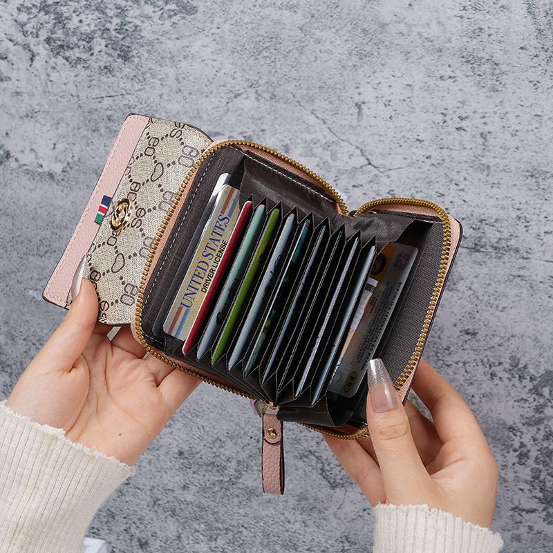 2024 New short print multi-slot student female wallet, large-capacity organ card bag for women, all-in-one wallet Specification drawing