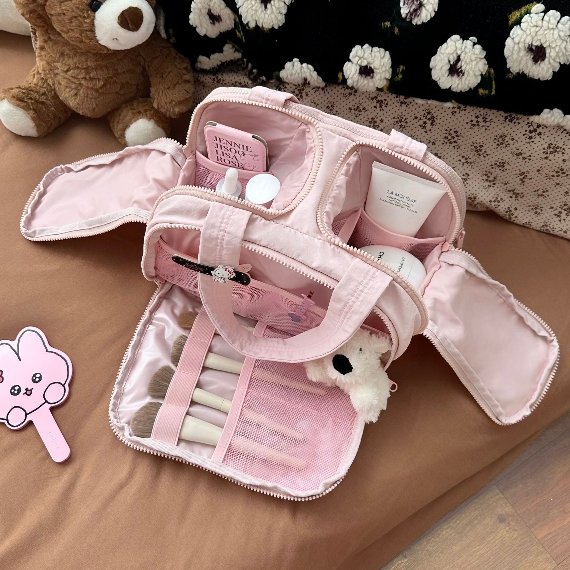 2025 New style storage bag for women, simple and large-capacity double-opening makeup bag, high-end travel portable toiletry bag for women details Picture