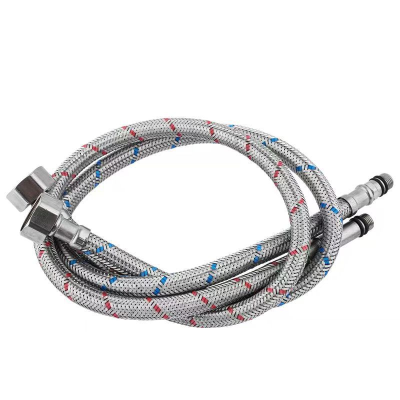 Cold and hot water faucet water inlet hose, four-inch stainless steel flexible connection, single wire head and pointed head water inlet hose for vegetable basin and washbasin Item Picture
