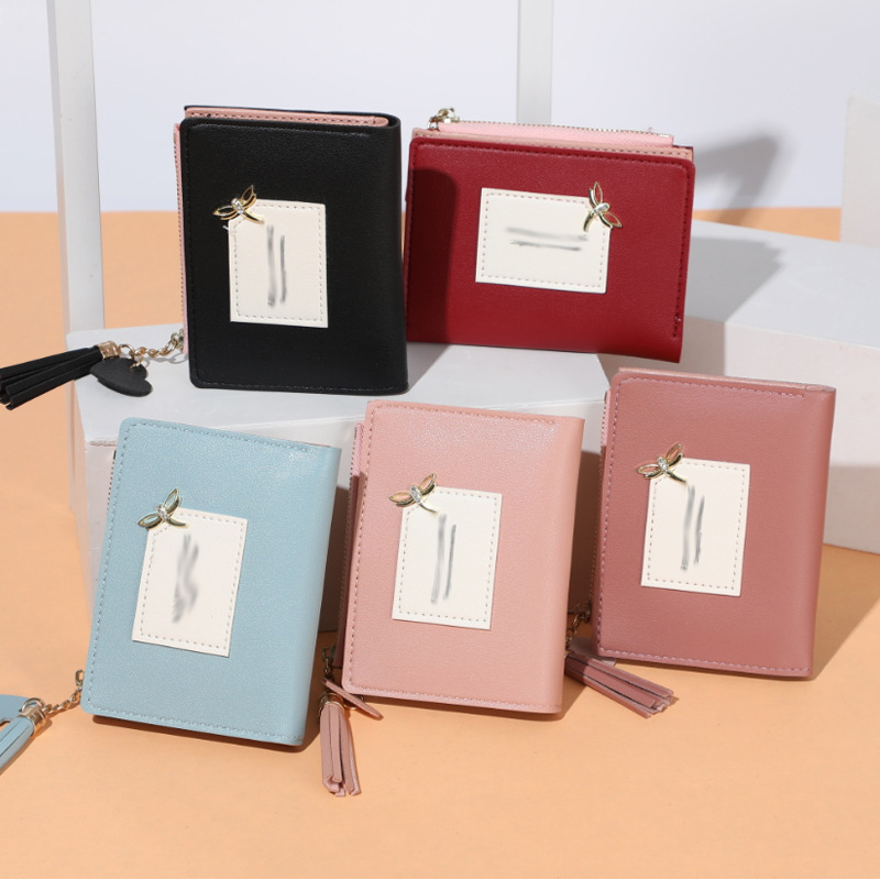 2020 New style wallet for female students, short, cute and fashionable Korean version, zipper loose change card case, hardware accessories, color-blocked ins full figure