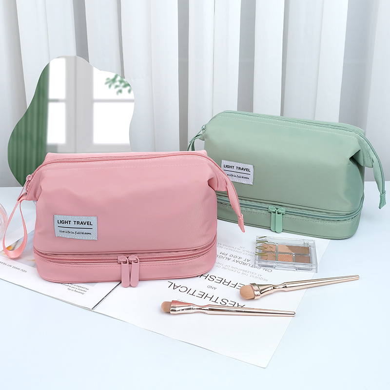 Customized new double-layer cosmetic bags with large capacity and high appearance level, portable women's storage bags with hand-held toiletries, wholesale Specification drawing