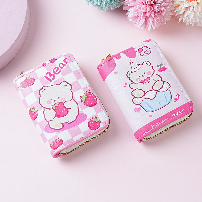 Cross-border zipper card case for women with multiple slots, anti-demagnetization 2025 new cute cartoon bank card, credit card and coin purse details Picture