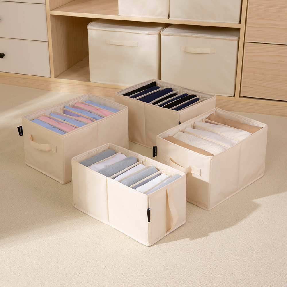 New cross-border supply thickened Oxford cloth underwear storage box, foldable zipper compartments for clothes and trousers organization box full figure