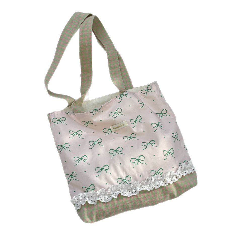 5311 Gentle Style Lace crossbody Bag for Spring and Summer commuting, Double-sided single-shoulder bag, Women's Shopping Canvas hand-held bento bag Item Picture