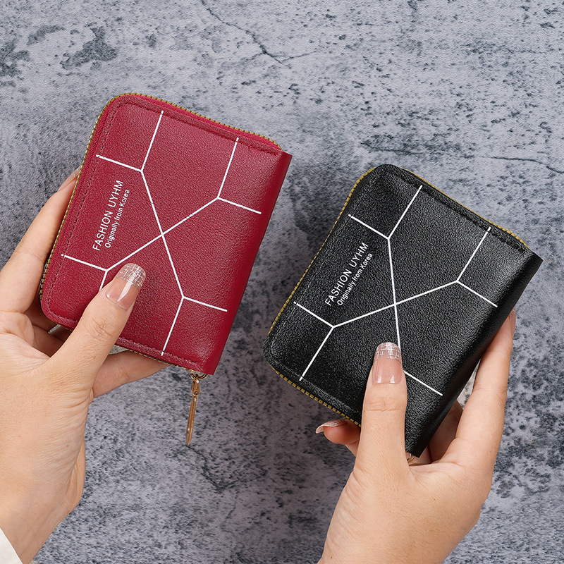 A new Japanese-style mini coin purse with a simple zipper and a credit card slot, fashionable, cute and portable coin purse storage bag Specification drawing