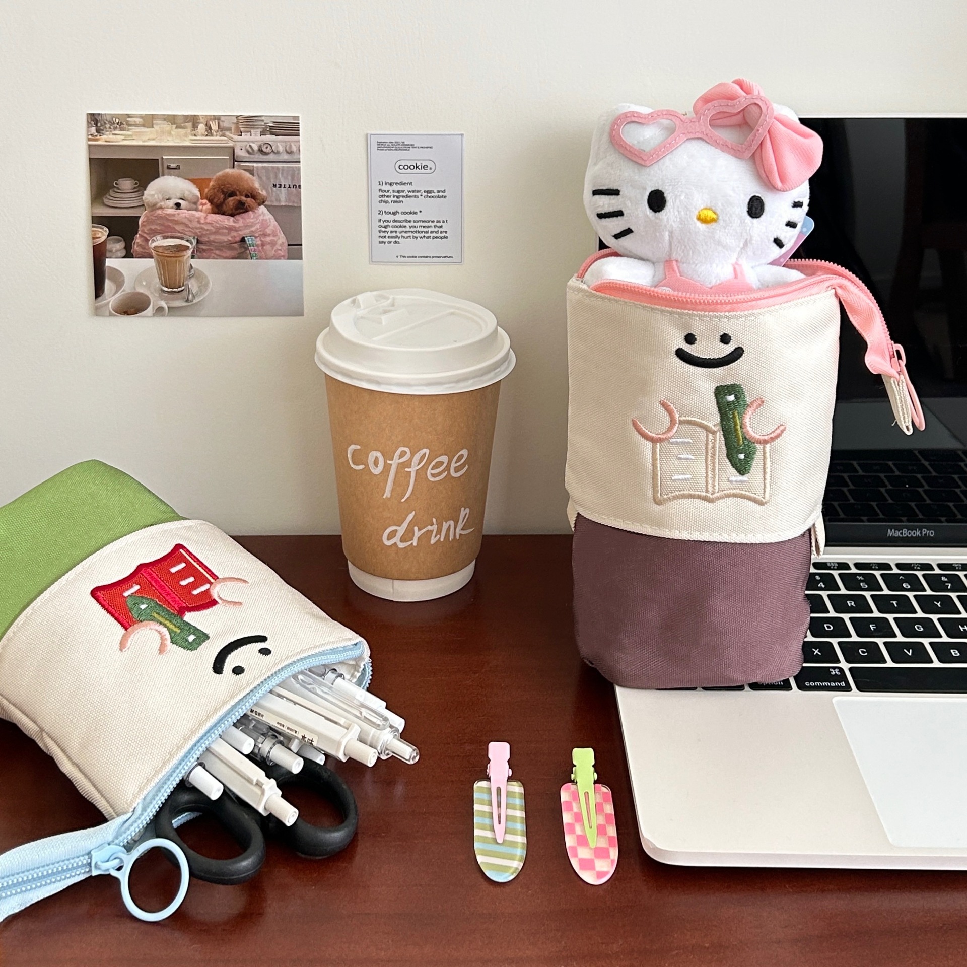 2024 New cartoon stationery bag ins large-capacity storage pen case, stackable makeup bag, high appearance level, telescopic pen holder Specification drawing
