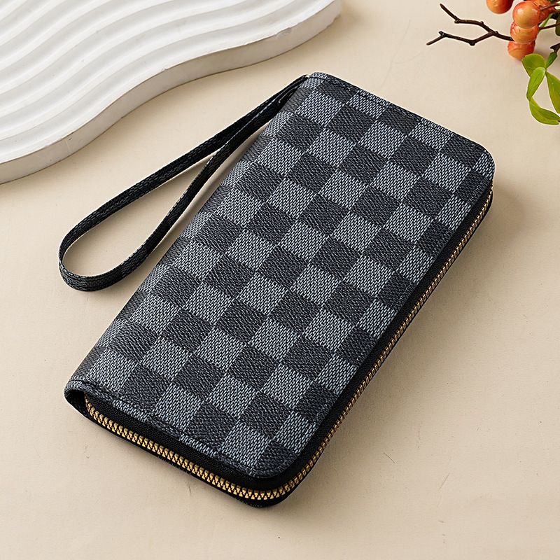 2025 New unisex wallet, long zipper printed wallet, factory stock wholesale checkerboard wallet details Picture