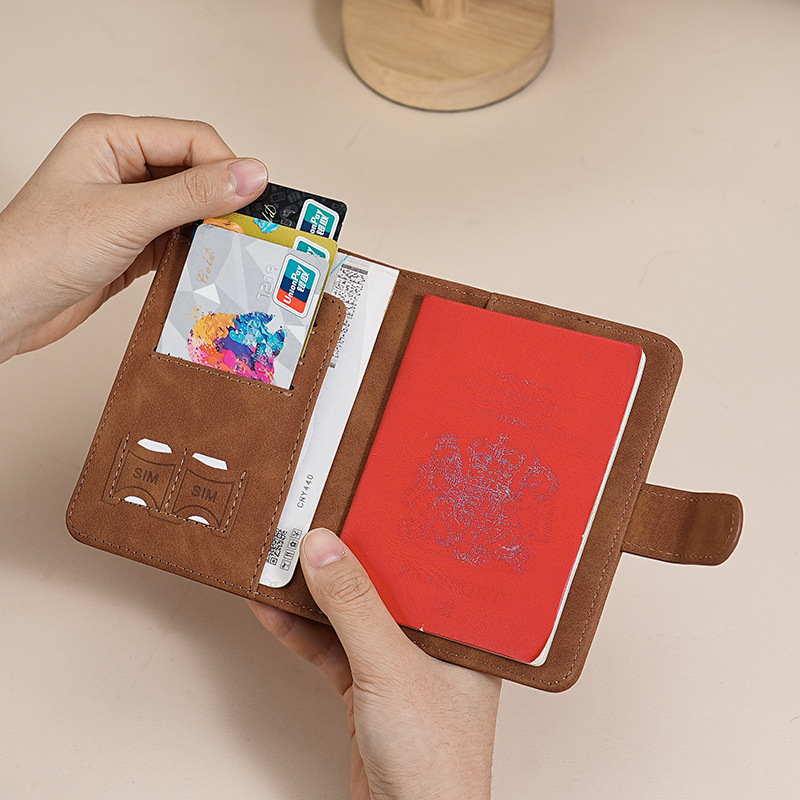 2023 New RFID passport simple buckle short passport bag for men and women, air ticket card holder for overseas travel Application Scenario