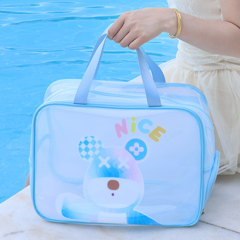 Large-capacity makeup bag, women's portable hand-held transparent cartoon beach bag, waterproof swimming bag, toiletry bag, storage bag details Picture