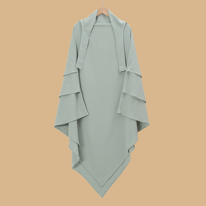 New cross-border product: Solid color casual loose chiffon headscarf, Dubai, Turkey, extended and widened three-layer torn card headscarf, Muslim headscarf Specification image