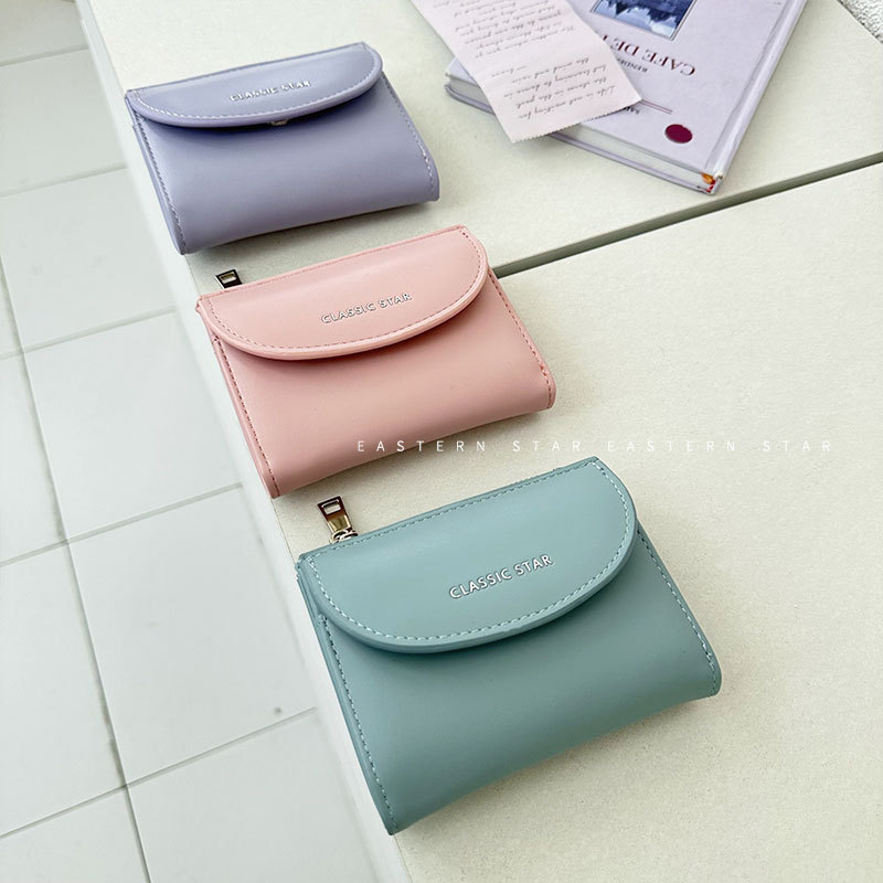 The new Korean version of the women's coin purse, ins student solid color simple card bag, multi-functional opening red envelope, large-capacity wallet details Picture