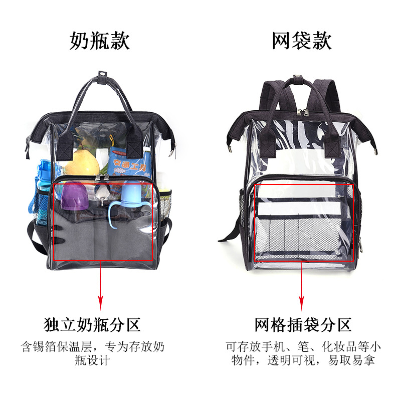 Amazon's best-selling PVC transparent backpack, transparent backpack set, transparent schoolbag, durable backpack, suitable for schools details Picture