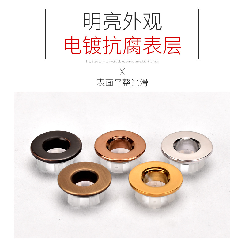 Factory direct supply of brass washbasin overflow outlet decorative covers, washbasins, countertop basins, washbasin overflow hole stoppers, and filters Application Scenario