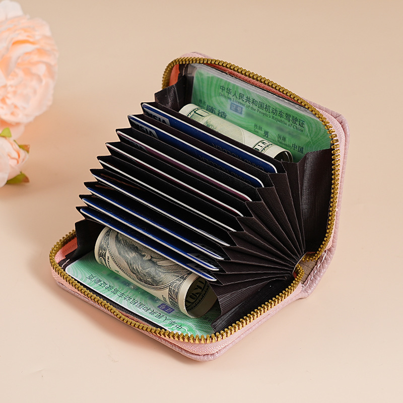 Lychee-patterned organ card case for women with 9 card slots, for women with card cases, macaron Korean version business card case, and credit card case Specification drawing