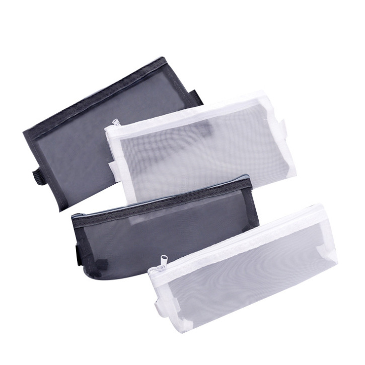 Simple and transparent mesh pen case storage bag, portable pen case for students' exams, large-capacity stationery bag wholesale Item Picture
